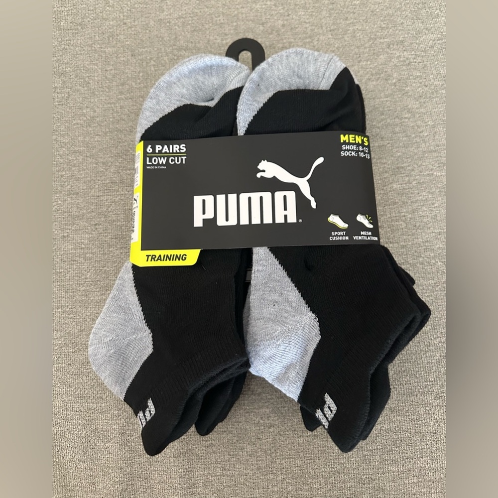 NWT Puma Men's Athletic Low Cut Socks - Black and Gray